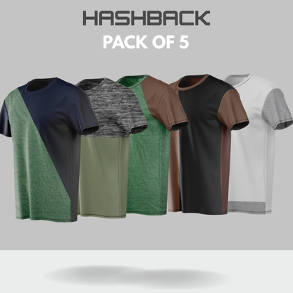 Crew Neck T Shirt For Men - Pack of 5 Mix