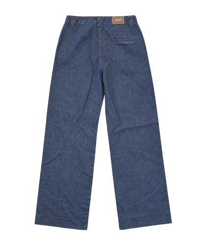 Women’s Blue Wide-Leg Denim Pants with Front Detail