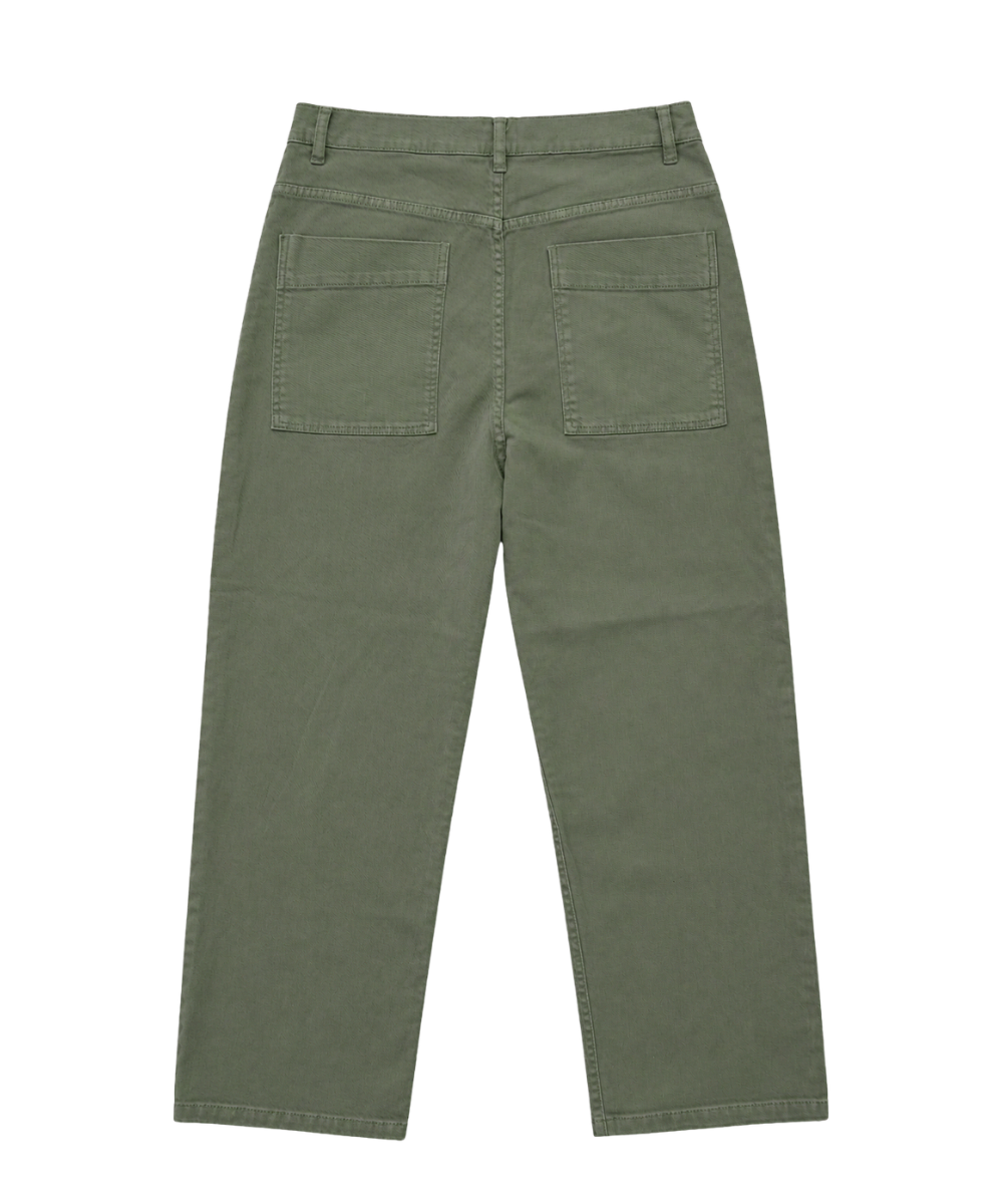Women’s Olive Green Straight-Leg Denim Pants