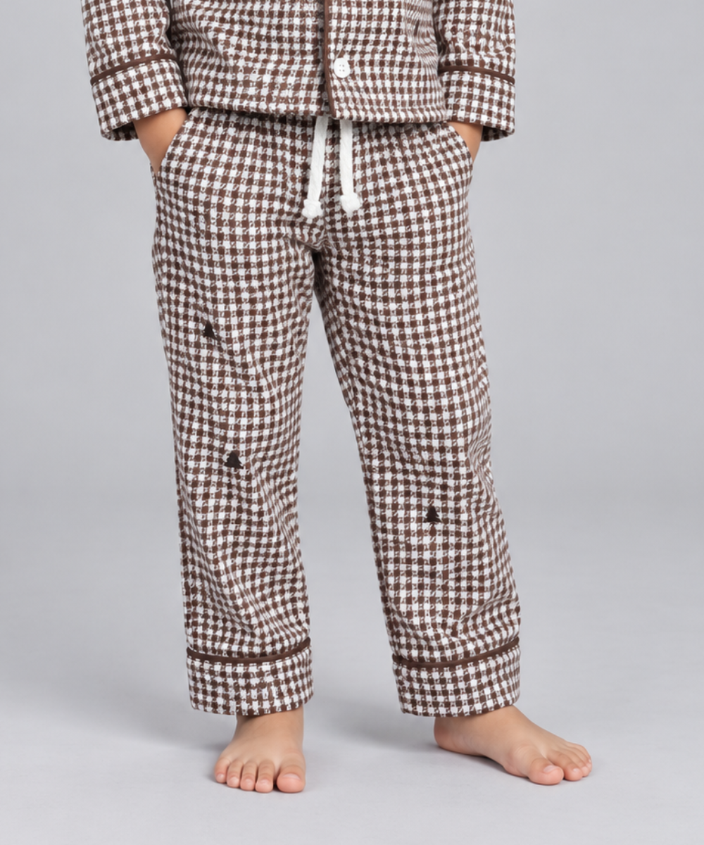 Kids Unisex Printed Night Suit – Flannel Yarn Dyed