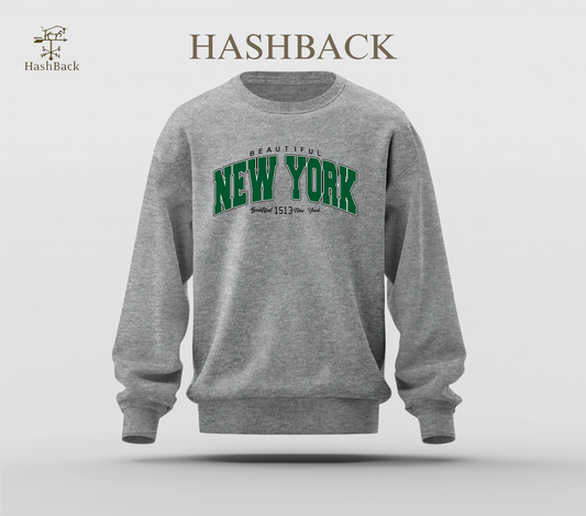 Printed Sweatshirt Drop Shoulder - New york - Grey
