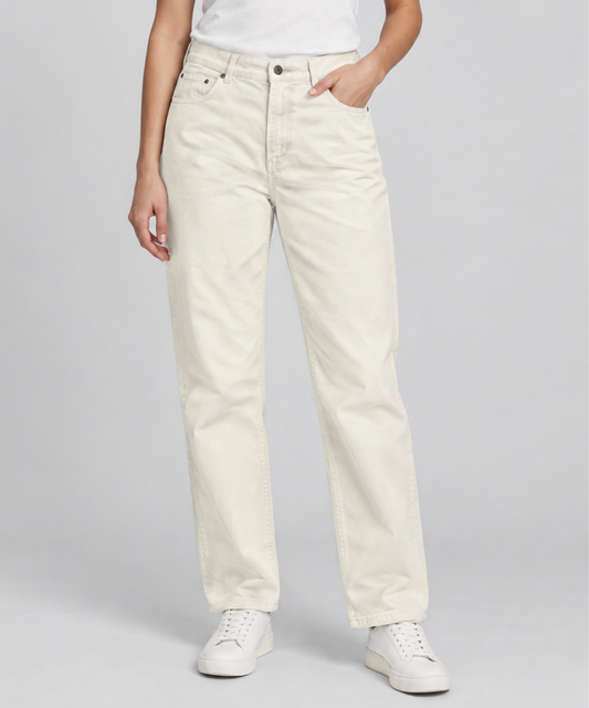 Women’s Olive Green Straight-Leg Denim Pants