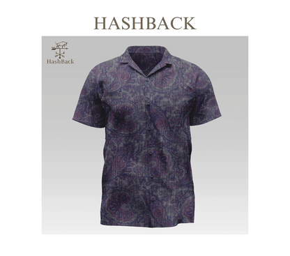HashBack Hawaiian Beach Casual Button Down Cuban Collar Printed Shirt For Men