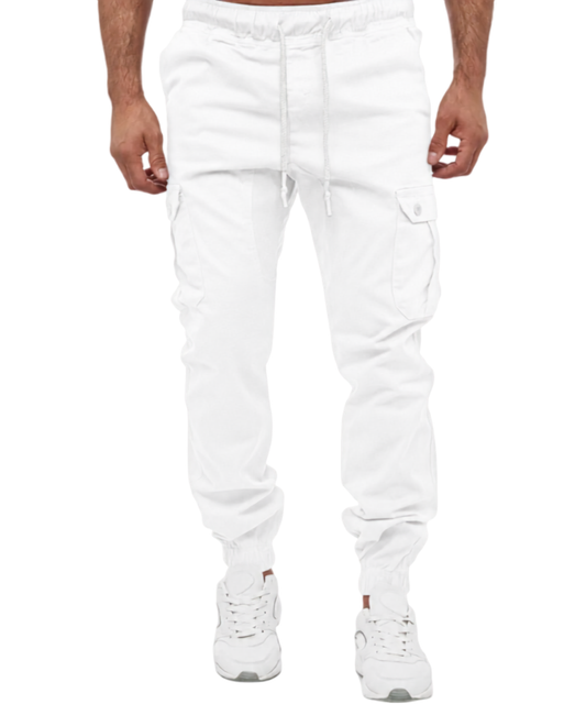 HashBack Stretchable Cargo Jogger Trouser - White