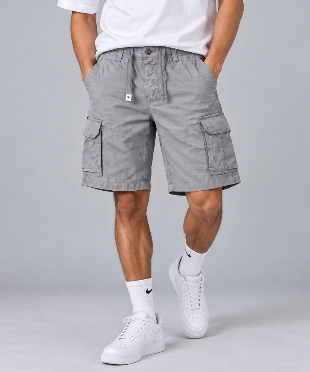 Men's Cargo Shorts – Multi-Pocket Utility Shorts with Drawstring