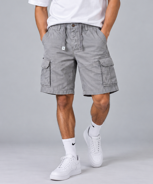 Men's Cargo Shorts – Multi-Pocket Utility Shorts with Drawstring