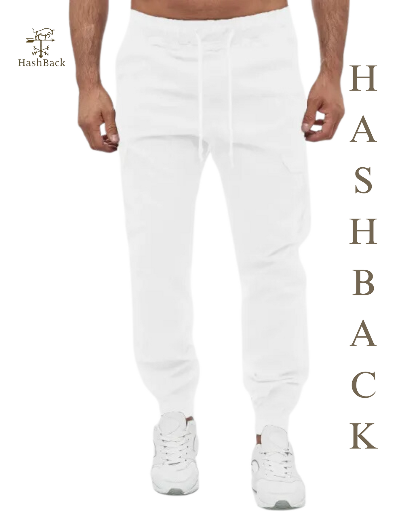HashBack Stretchable Cargo Jogger Trouser - White