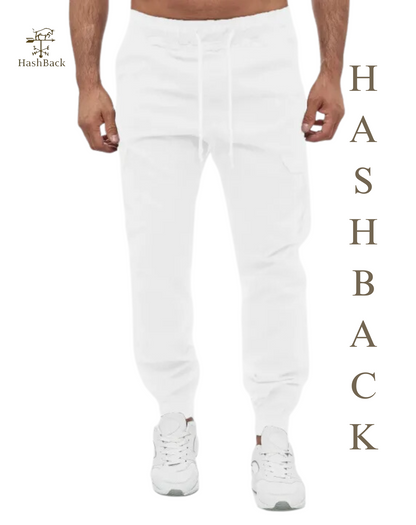HashBack Stretchable Cargo Jogger Trouser - White