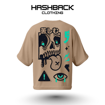 Hashback Drop shoulder Unisex Chill T-shirt BEIGE