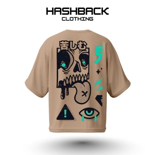 Hashback Drop shoulder Unisex Chill T-shirt BEIGE