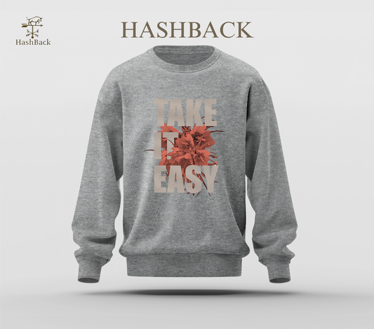 Printed Sweatshirt Drop Shoulder - Take it easy - Grey