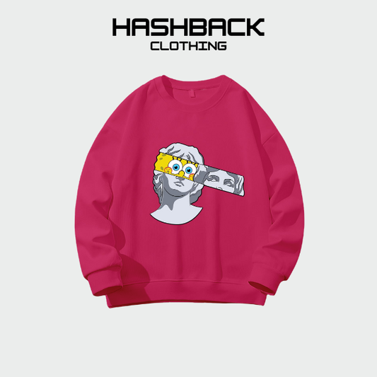 Sweatshirt Oversized Printed Drop Shoulder Crew Neck - Pink 1-