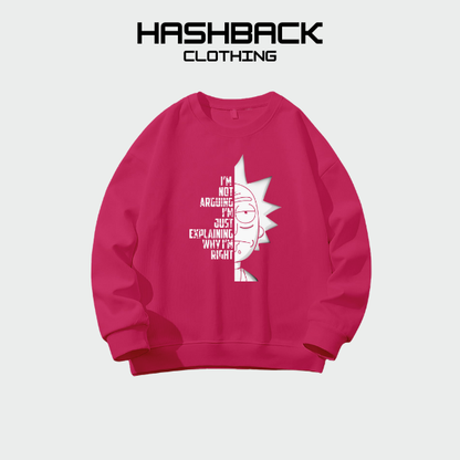 Sweatshirt Oversized Printed Drop Shoulder Crew Neck - Pink 1-