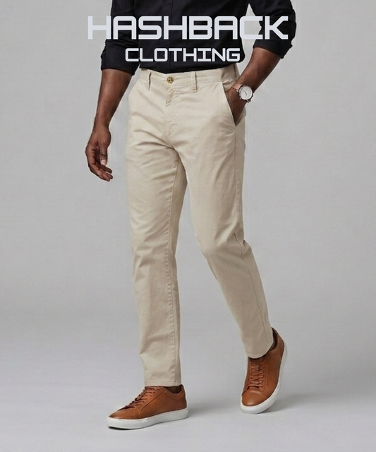 HashBack Men's Slim Fit Cotton Chino Pants
