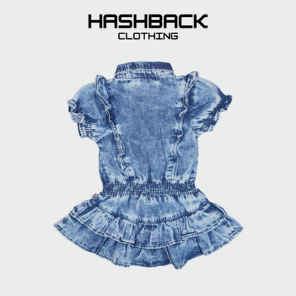 Girls Denim Frill Frock - Soft Fabric Dress