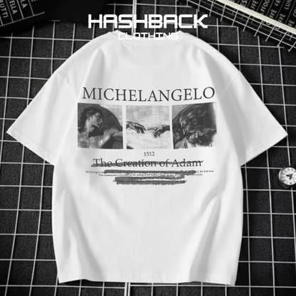 Hashback Printed Oversized  Round Neck T Shirt Men's