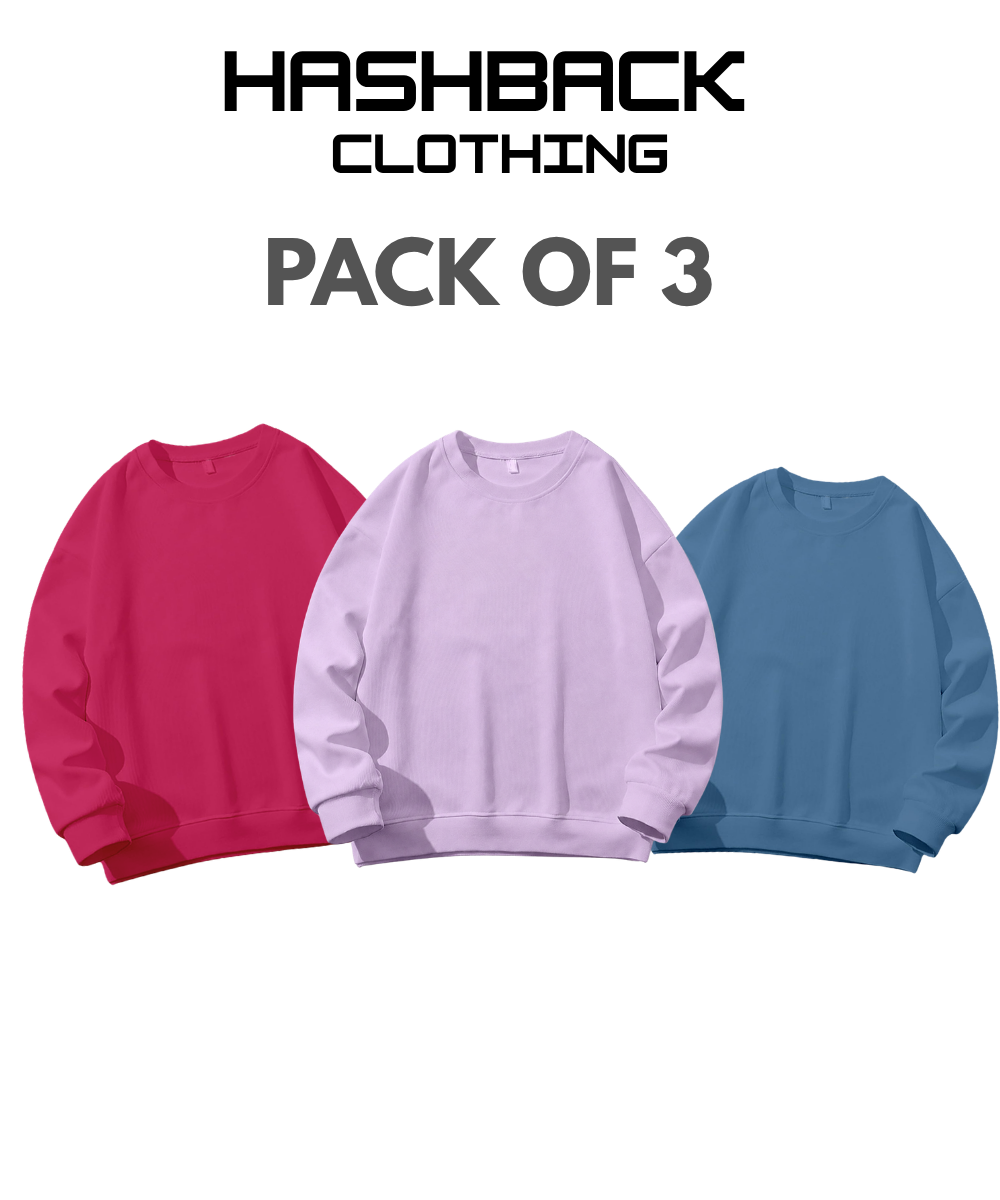 Unisex Oversized Sweatshirt – Pack of 2 & 3 (Random Colors)