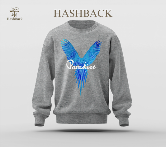 Printed Sweatshirt Drop Shoulder - Paradise - Grey