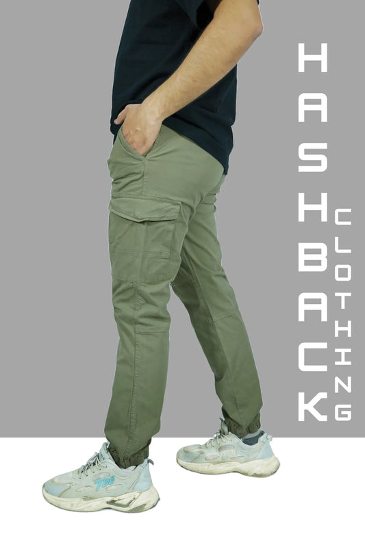 HashBack Stretchable Cargo Jogger Trouser - Light Green