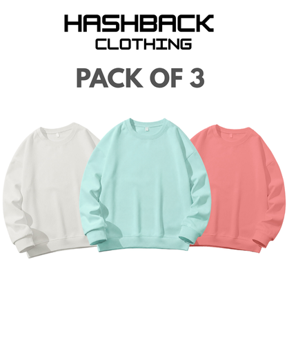 Unisex Oversized Sweatshirt – Pack of 2 & 3 (Random Colors)