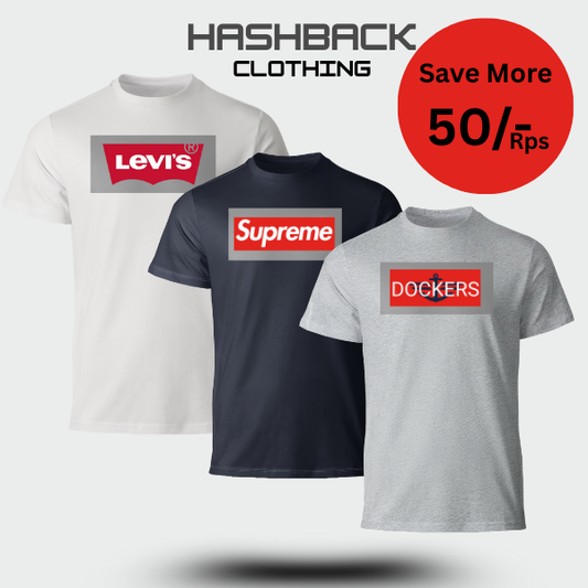 Pack of 3 Premium Export Branded T-Shirts – Mixed Colors | Soft Cotton | Regular Fit | For Men
