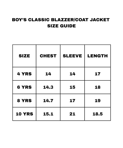 Boys Classic Blazer/Coat Jacket