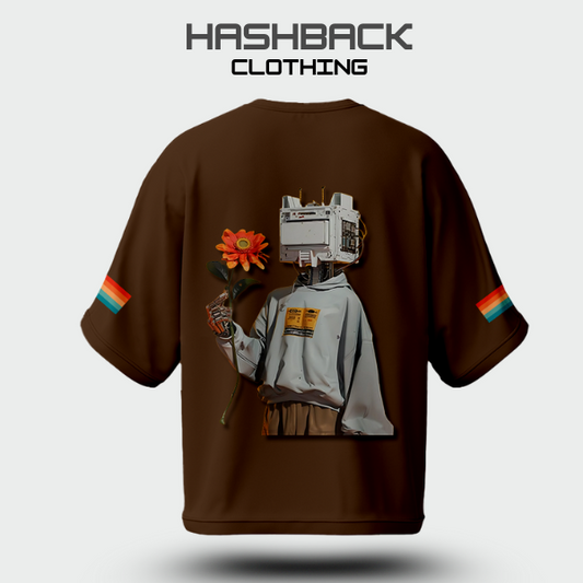 Hashback Retro Vintage Drop Shoulder Tee (BROWN)
