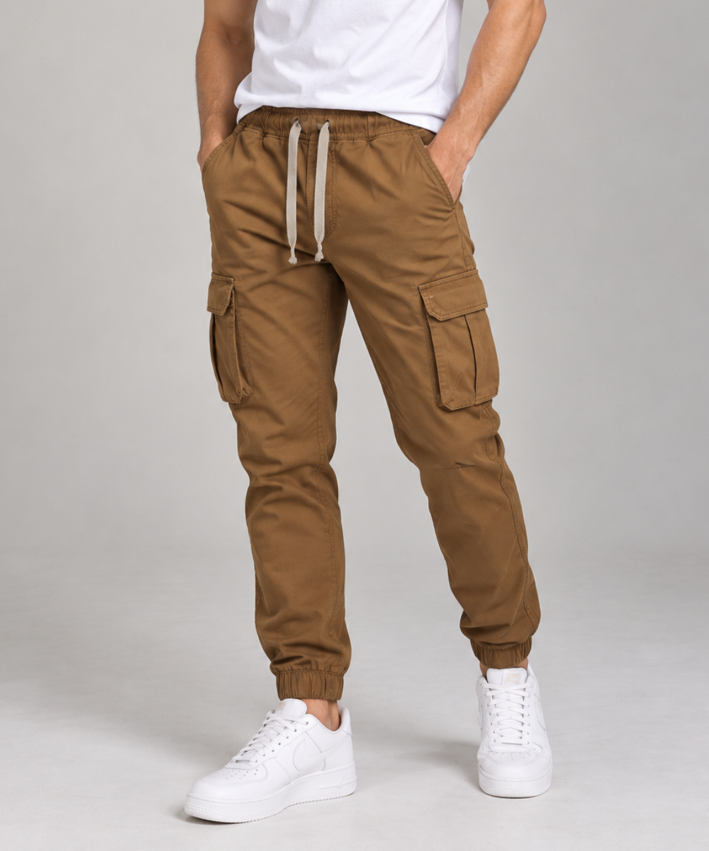 Men's Cargo Jogger Trousers with Flap Pockets-HB