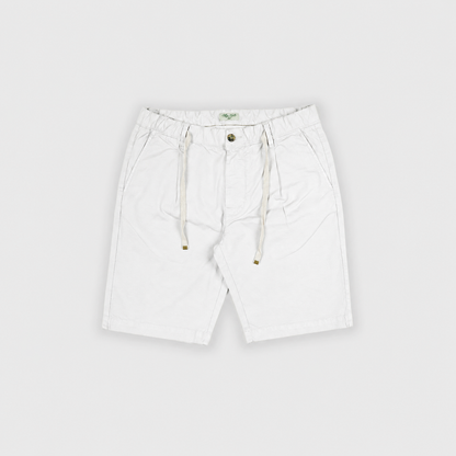 Pleated Drawstring Shorts – White | Cotton Casual