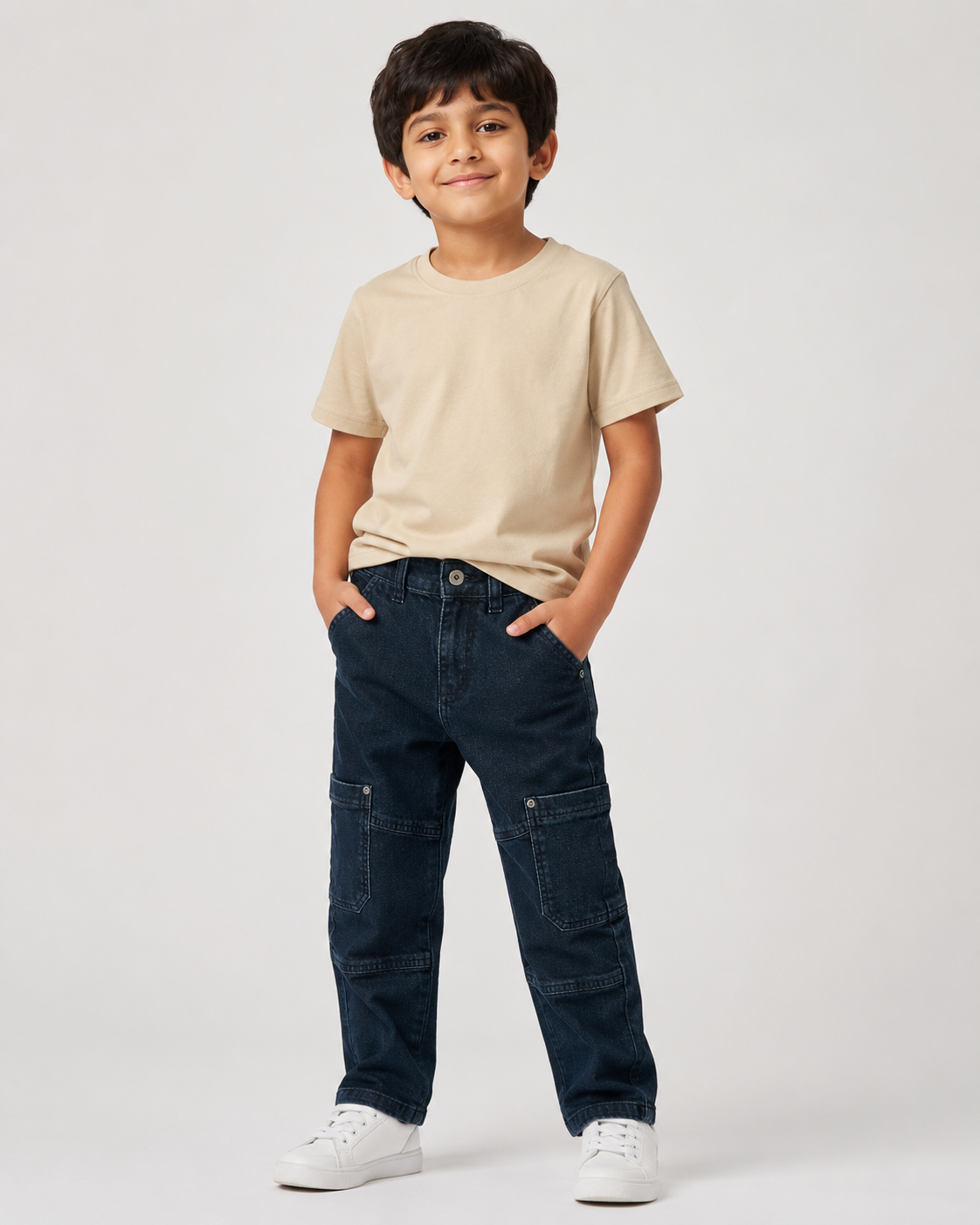 Kids Cargo Pants - Washed Denim Pant | Unisex Streetwear (2-10 Yrs)
