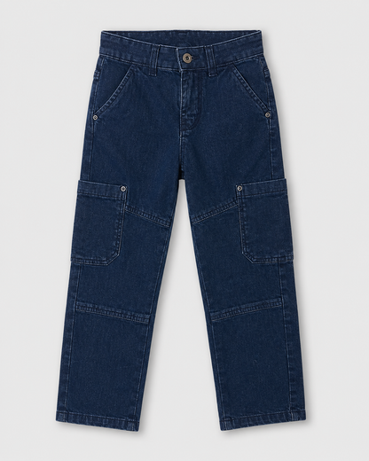Kids Cargo Pants - Washed Denim Pant | Unisex Streetwear (2-10 Yrs)