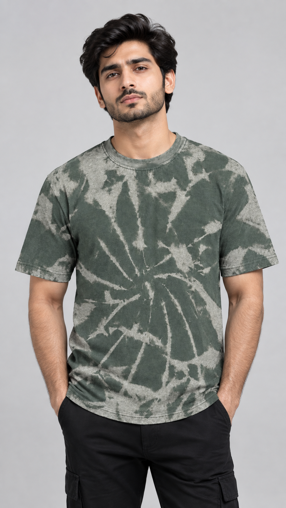 Bleach Washed Tie-Dye T-Shirt Maroon