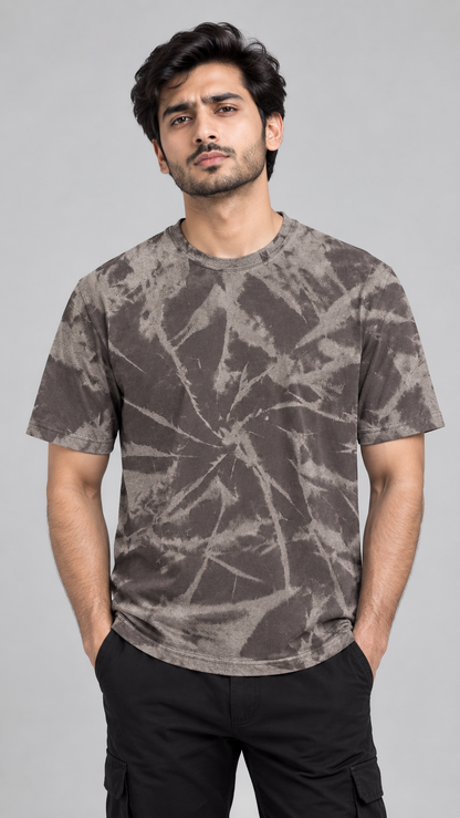 Bleach Washed Tie-Dye T-Shirt Purple flat