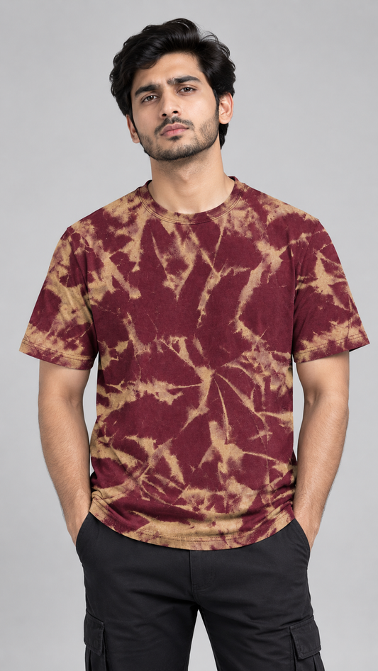 Bleach Washed Tie-Dye T-Shirt Charcoal