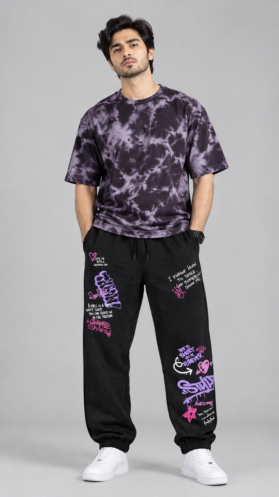 Graffiti Print Jogger Trousers