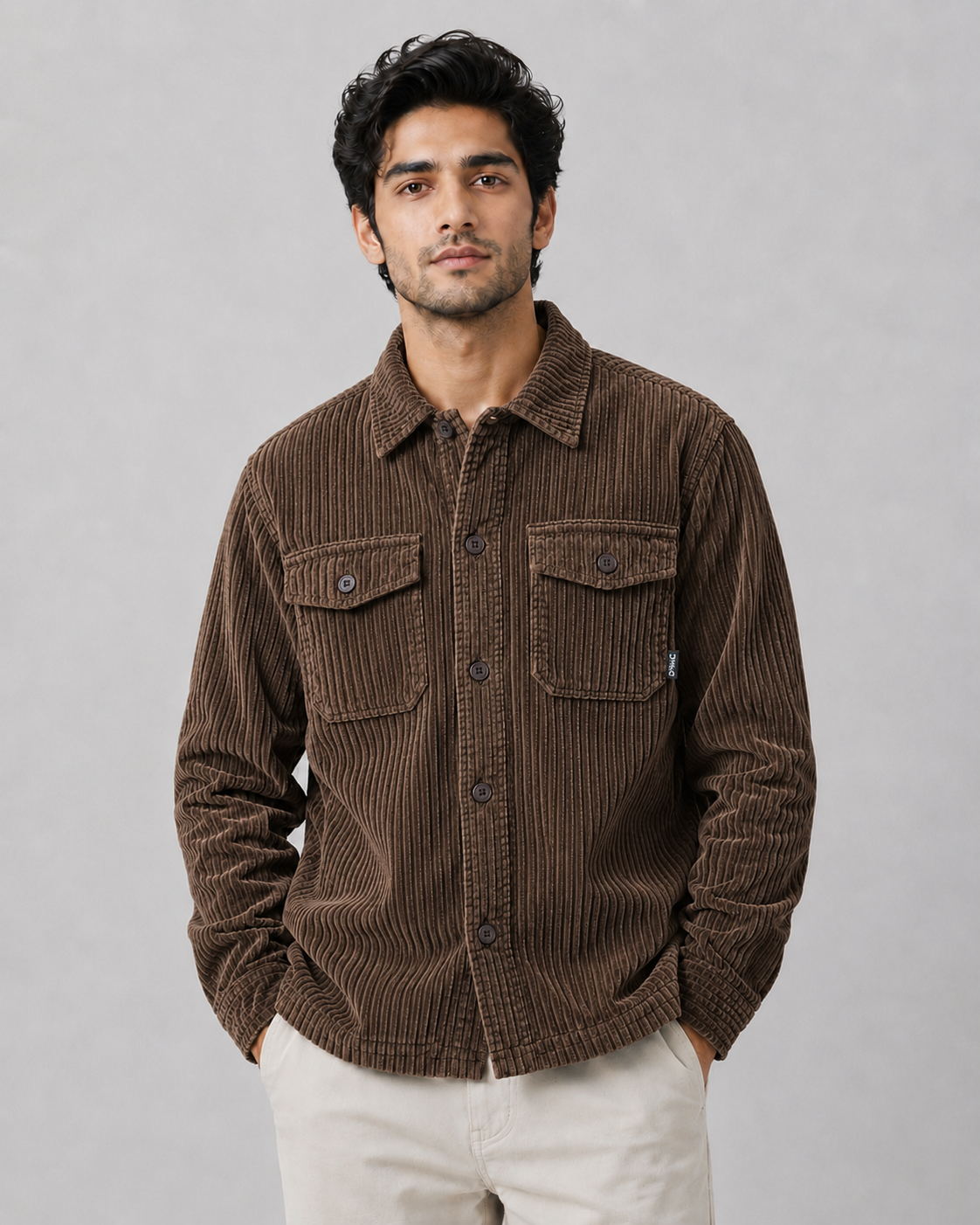 Corduroy Overshirt Jacket Thick-Line Texture