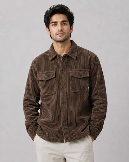 Corduroy Overshirt Jacket Thick-Line Texture