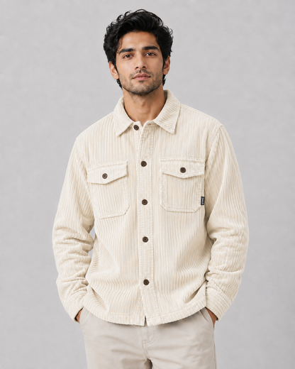 Corduroy Overshirt Jacket Thick-Line Texture