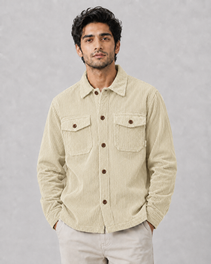 Corduroy Overshirt Jacket Thick-Line Texture