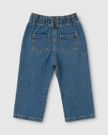 Girls' Bow Embroidered Denim Jeans