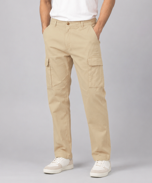 Beige Relaxed Fit Cargo Pants – 42 waist only