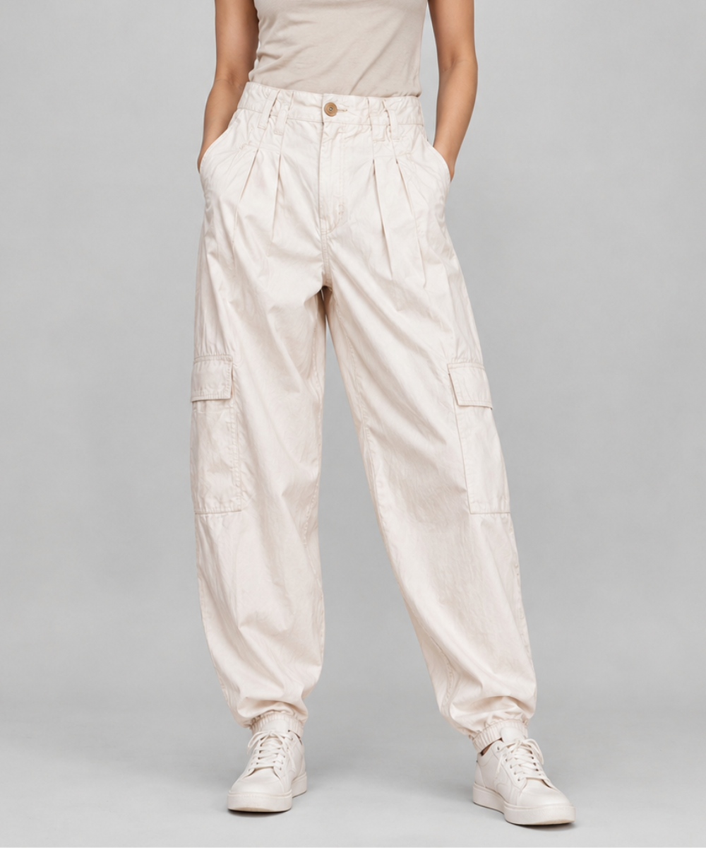 Women's Ballomn Shaped Pleated Cargo Trouser