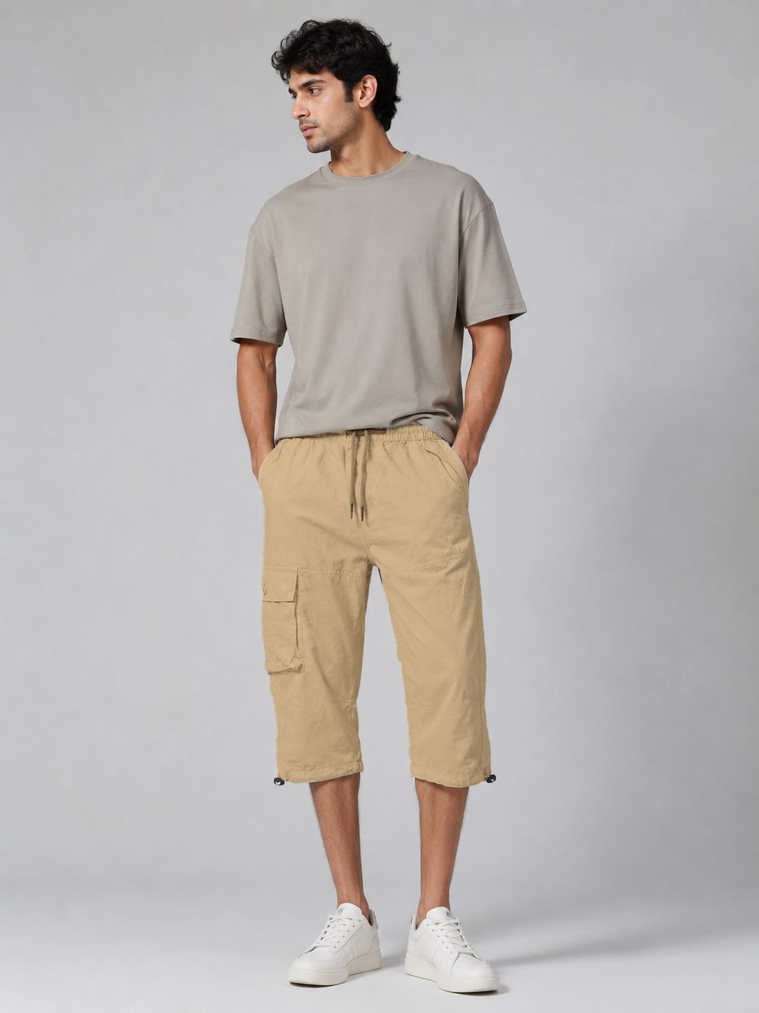 Men's Quarter Length Cargo Shorts with Side Cargo Pockets