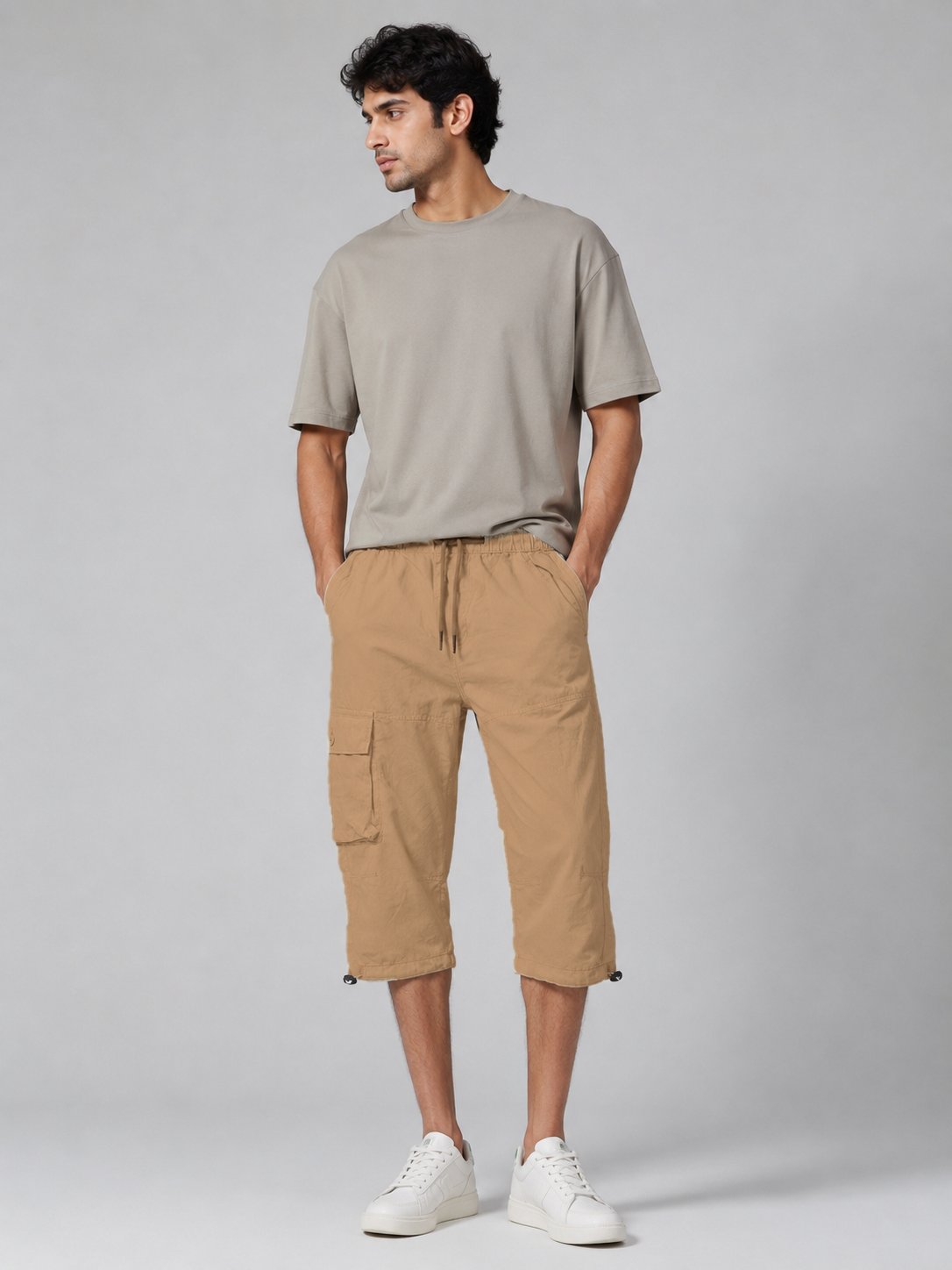Men's Quarter Length Cargo Shorts with Side Cargo Pockets