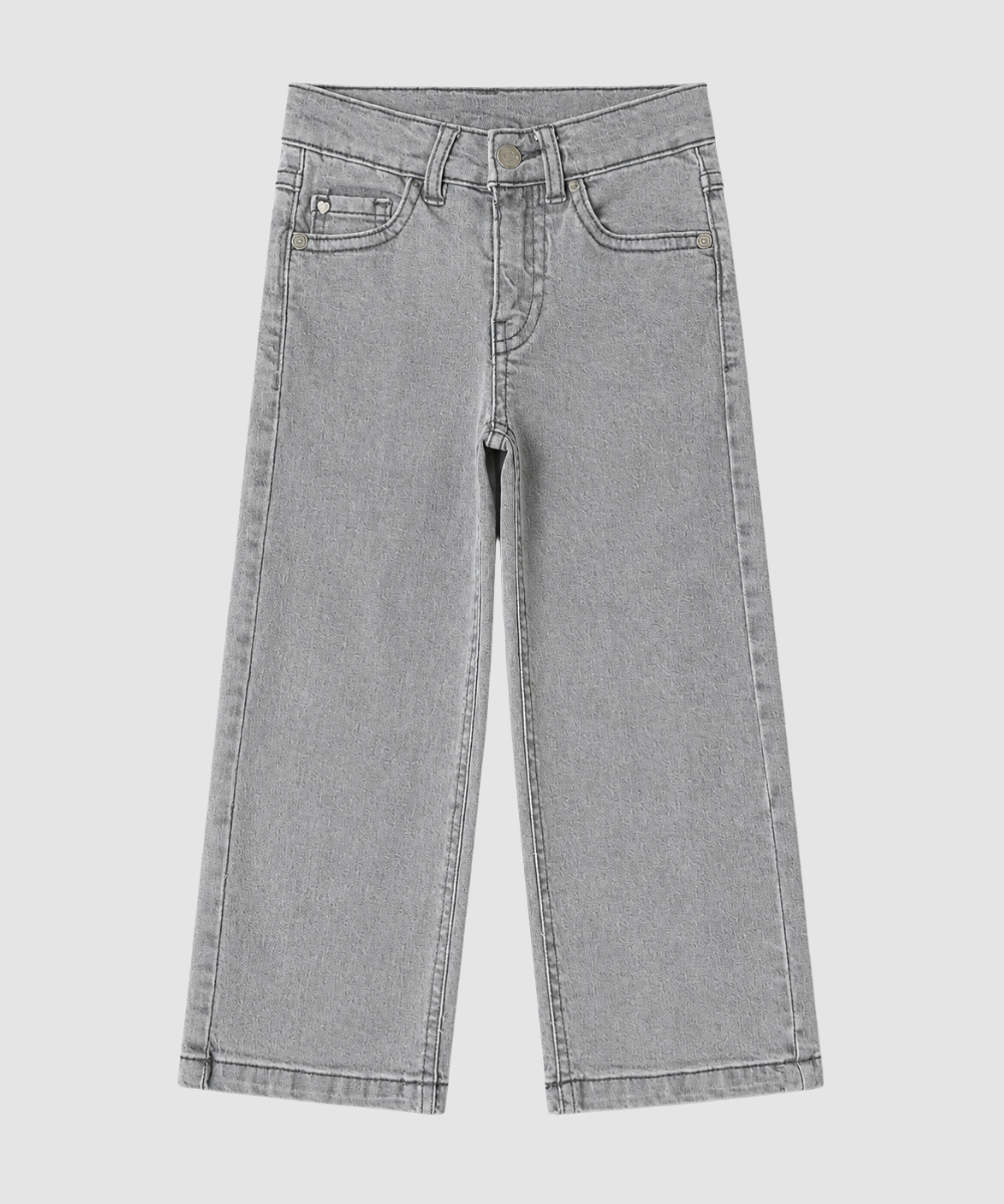 Girls' Wide-Leg Denim Jeans – Grey Wash
