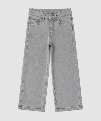 Girls' Wide-Leg Denim Jeans – Grey Wash