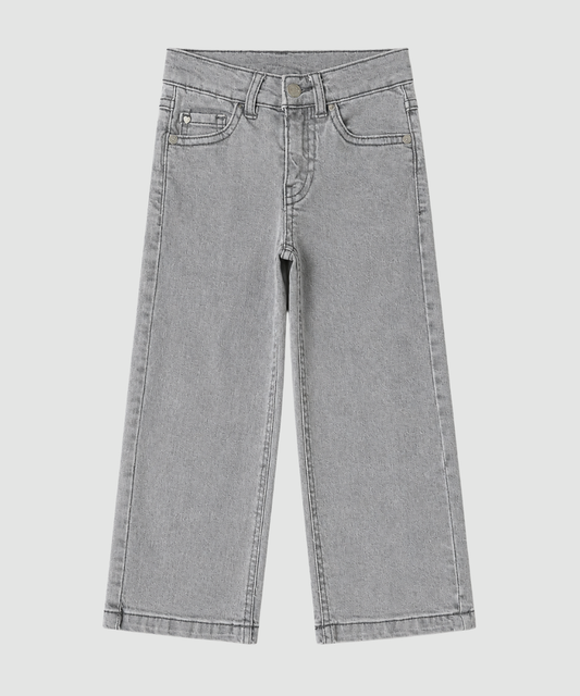 Girls' Wide-Leg Denim Jeans – Grey Wash