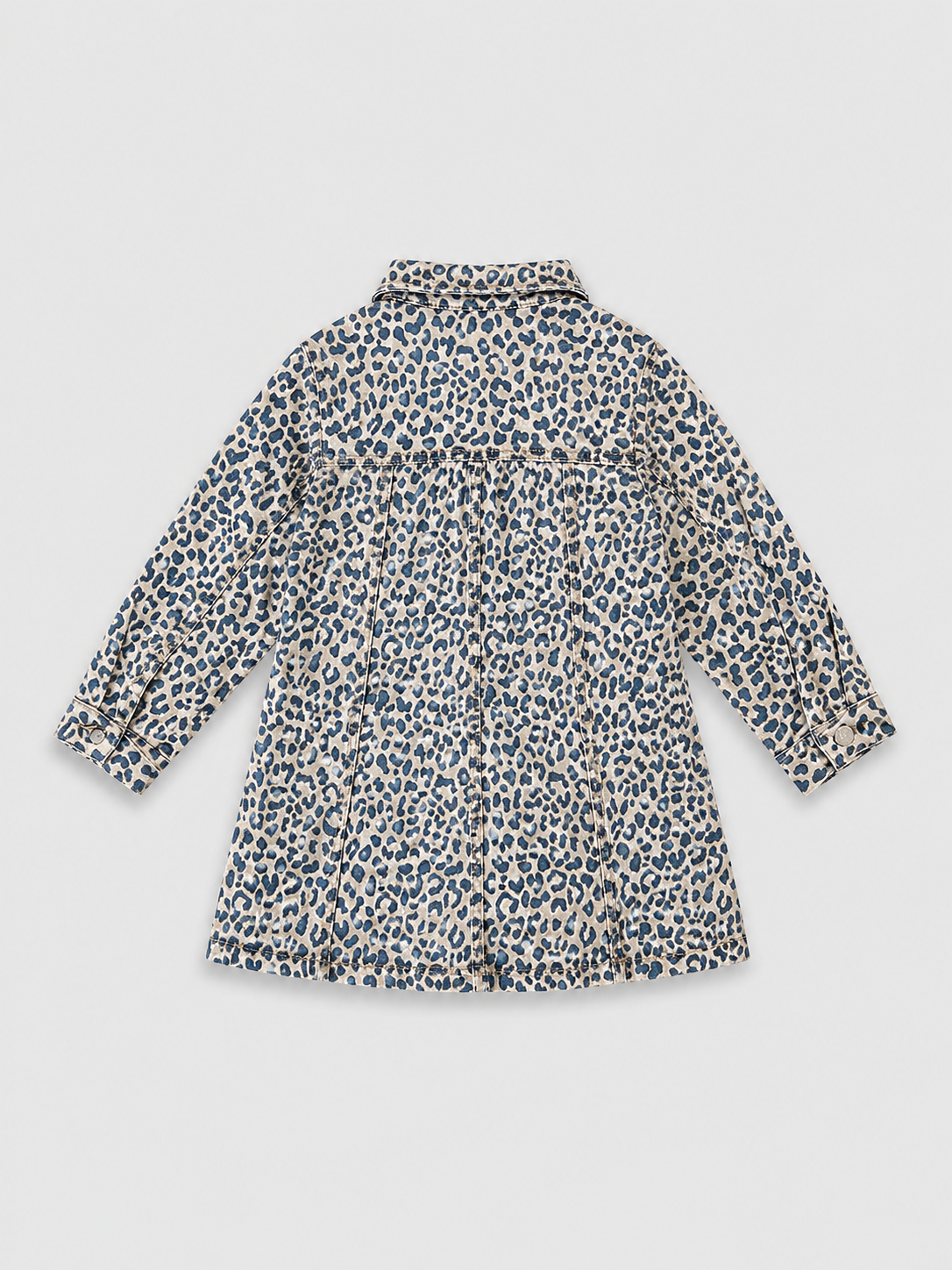Girls Leopard Print Denim Dress