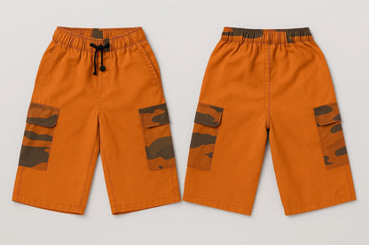 HashBack Boys' Cotton Shorts - Comfortable & Stylish-Orange