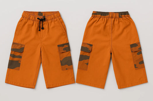 HashBack Boys' Cotton Shorts - Comfortable & Stylish-Orange